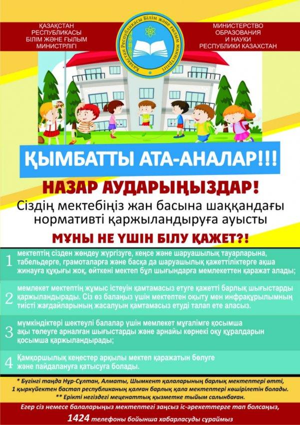Мектептегі жан басына қаржыландыру